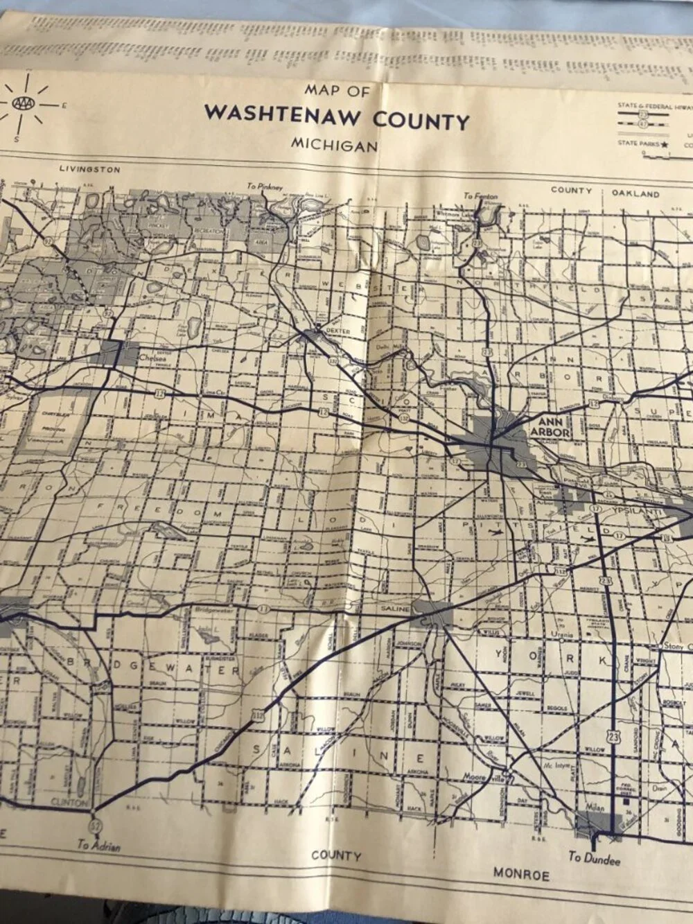 VINTAGE Ann Arbor Michigan Washtenaw County Map #F5
